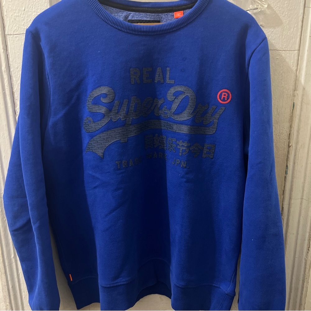 Superdry blue sweat shirr mens Sz XL- japanese style